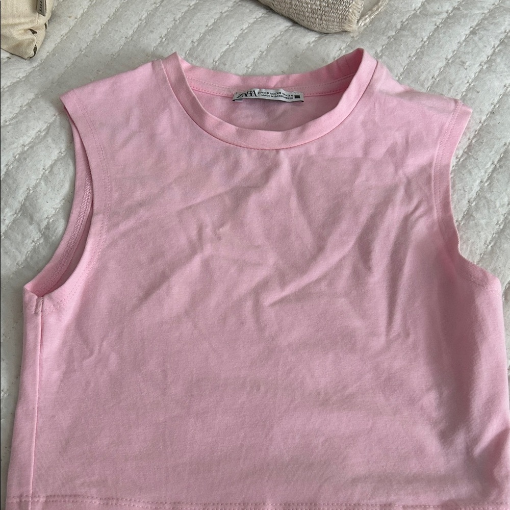 Zara Pink Cropped Sleeveless Tank